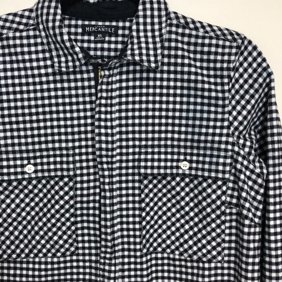 J. Crew Mercantile Gingham Flannel Half Zip‎ Black White XS - Picture 4 of 7